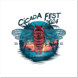 "Cicada Fest 2024 Brood XIX & XIII" T-Shirt - White Sunset Design Posters and Art